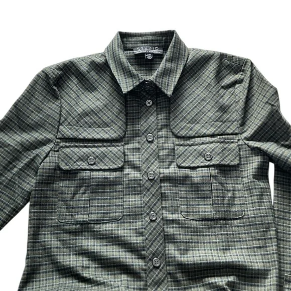 Badgley Mischka Plaid Button-Up Shirt, size S - Picture 3 of 8